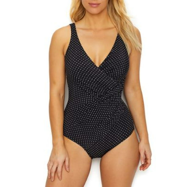 Miraclesuit Black and White Oceanus DD Cup One Piece Swimsuit 10DD 